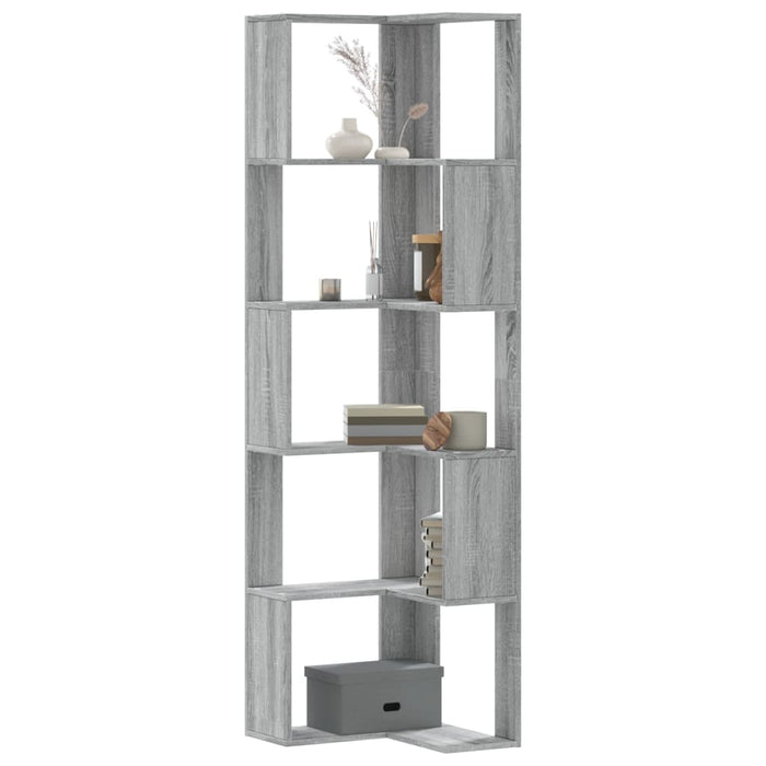 Bibliotecă cu 5 niveluri gri sonoma 50x50x179 cm lemn prelucrat - WALTI WALTI