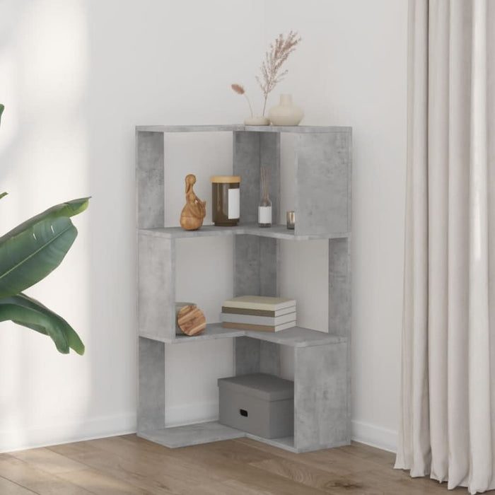 Bibliotecă 3 niveluri gri beton 50x50x102 cm lemn prelucrat - WALTI WALTI