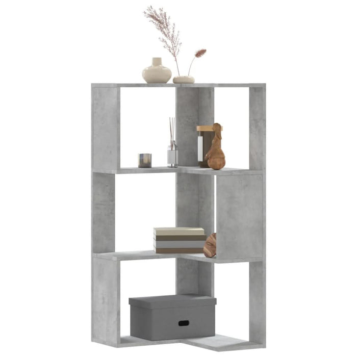 Bibliotecă 3 niveluri gri beton 50x50x102 cm lemn prelucrat - WALTI WALTI