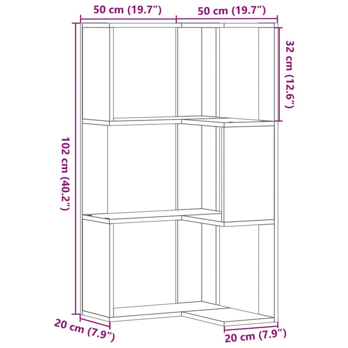 Bibliotecă 3 niveluri lemn vechi 50x50x102 cm lemn prelucrat - WALTI WALTI