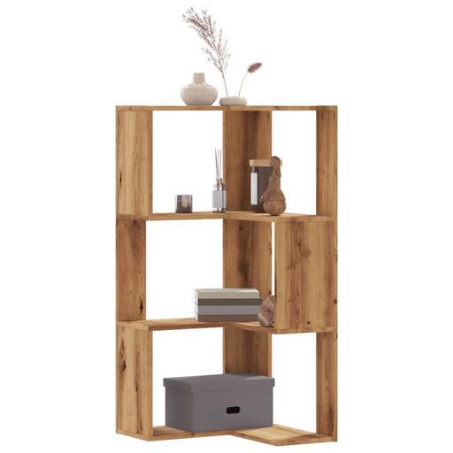 Bibliotecă 3 nivel stejar artizanal 50x50x102 cm lemn prelucrat - WALTI WALTI