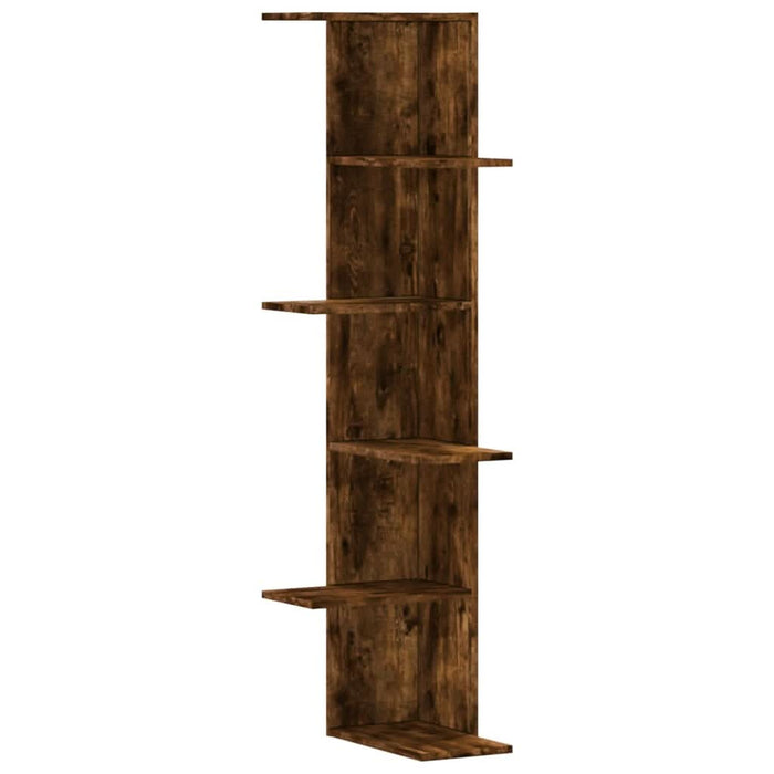 Raft colț perete stejar fumuriu 36,5x36,5x140cm lemn prelucrat - WALTI WALTI