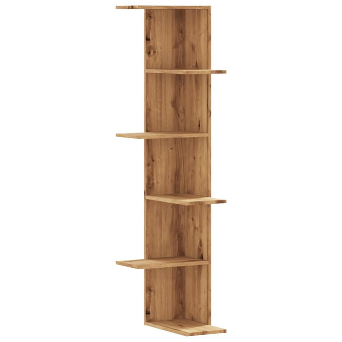 Raft colț perete stejar artizanal 36,5x36,5x140cm lemn compozit - WALTI WALTI
