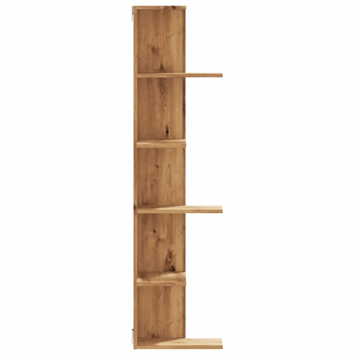 Raft colț perete stejar artizanal 36,5x36,5x140cm lemn compozit - WALTI WALTI