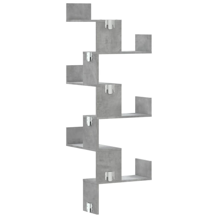 Raft colțar perete gri beton 45x45x147 cm lemn prelucrat - WALTI WALTI