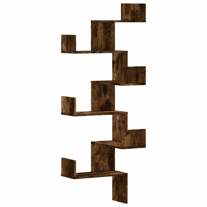 Raft colțar perete stejar fumuriu 45x45x147 cm lemn prelucrat - WALTI WALTI