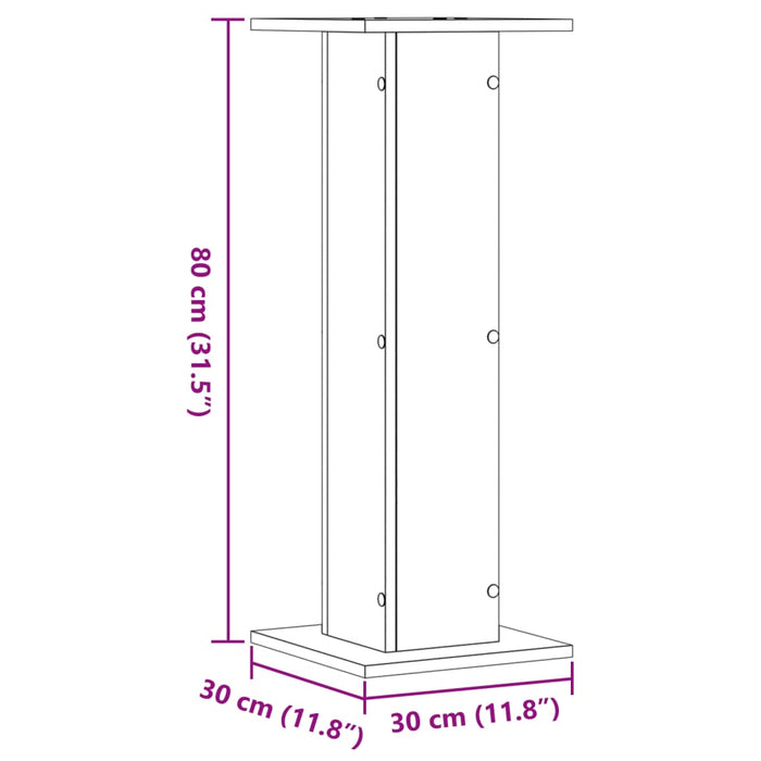 Noptiere, 2 buc., gri beton, 30x30x80 cm, lemn prelucrat WALTI