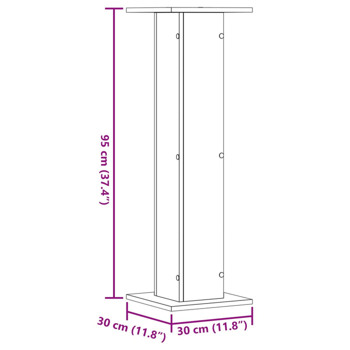 Noptiere, 2 buc., gri beton, 30x30x95 cm, lemn prelucrat WALTI