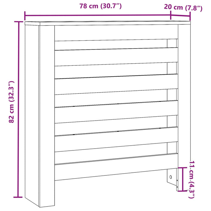 Mască pentru calorifer, negru, 78x20x82 cm, lemn prelucrat - WALTI WALTI