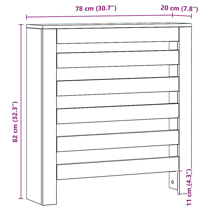 Mască pentru calorifer stejar artizanal 78x20x82 cm lemn - WALTI WALTI