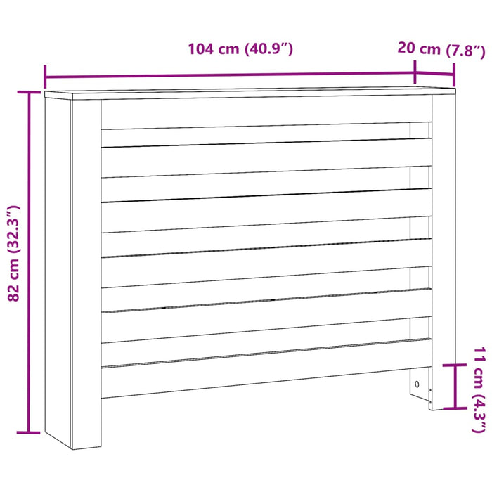 Mască pentru calorifer gri sonoma 104x20x82 cm lemn prelucrat - WALTI WALTI