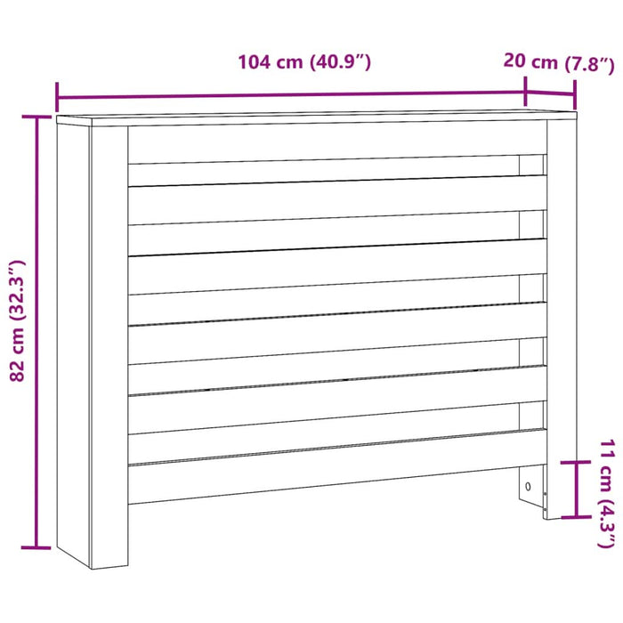 Mască pentru calorifer, lemn vechi, 104x20x82cm, lemn prelucrat - WALTI WALTI