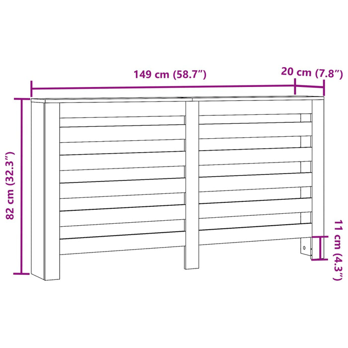 Mască pentru calorifer stejar sonoma 149x20x82cm lemn prelucrat - WALTI WALTI