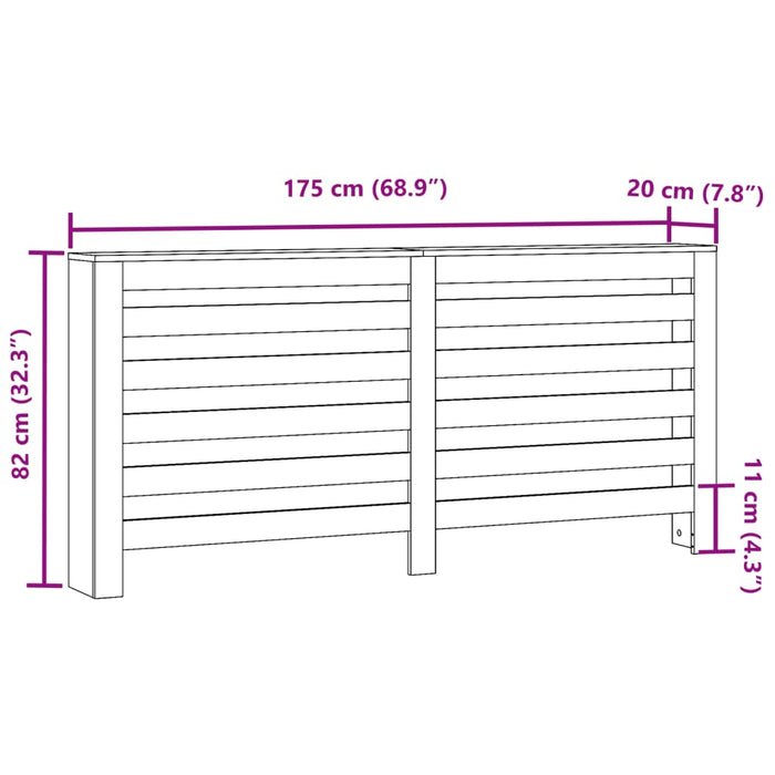 Mască pentru calorifer, gri beton, 175x20x82 cm, lemn prelucrat - WALTI WALTI