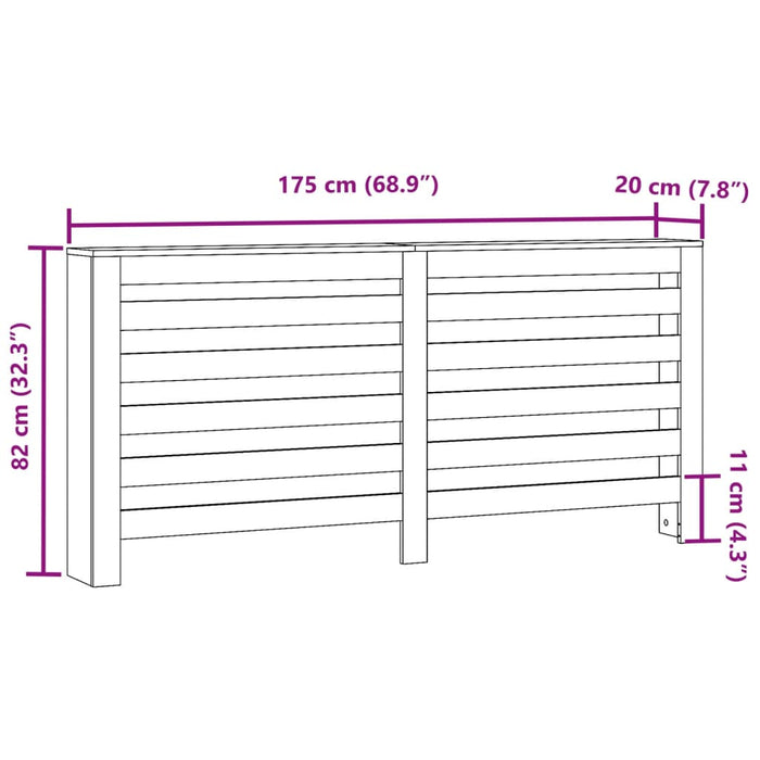 Mască pentru calorifer, stejar maro 175x20x82 cm lemn prelucrat - WALTI WALTI