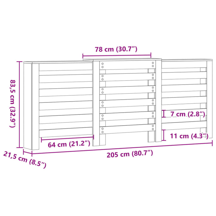 Mască pentru calorifer, alb, 205x21,5x83,5 cm, lemn prelucrat - WALTI WALTI