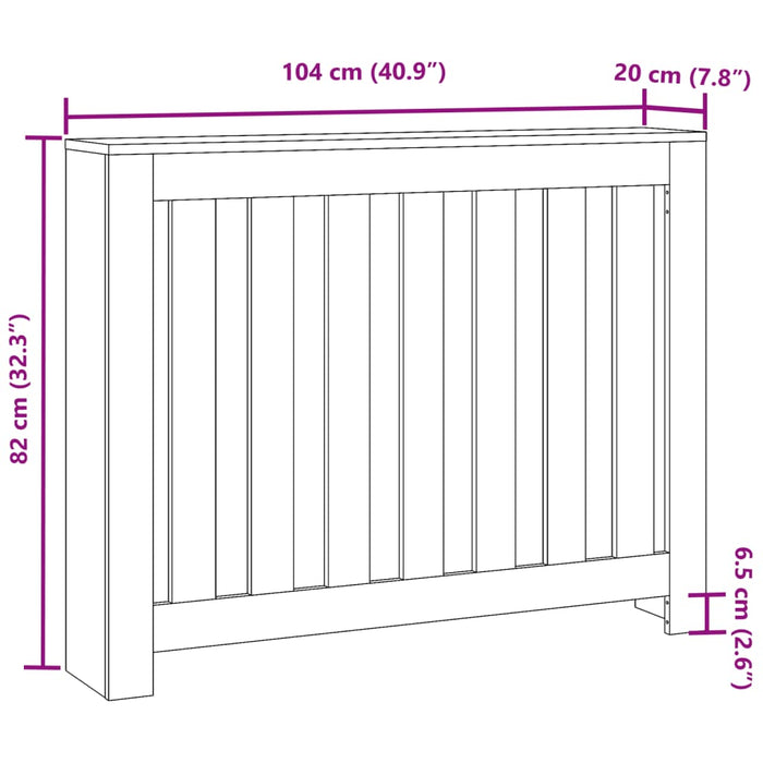 Mască pentru calorifer, gri beton, 104x20x82 cm, lemn prelucrat - WALTI WALTI