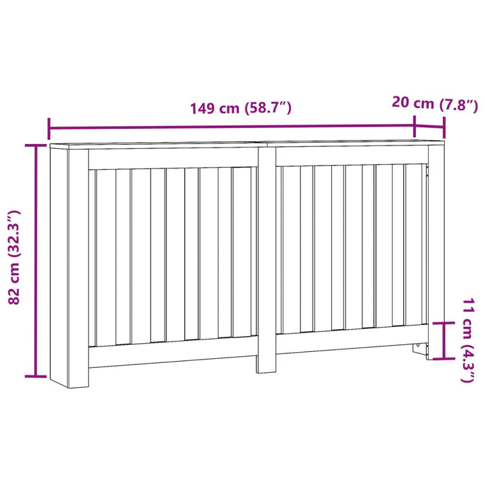 Mască pentru calorifer stejar sonoma 149x20x82cm lemn prelucrat - WALTI WALTI