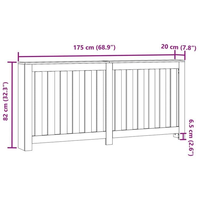 Mască pentru calorifer, gri beton, 175x20x82 cm, lemn prelucrat - WALTI WALTI