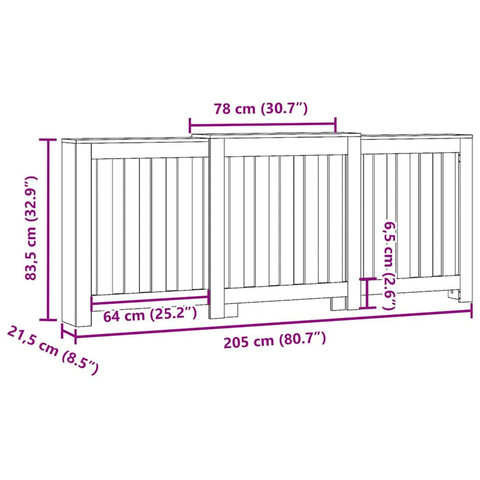 Mască pentru calorifer, negru, 205x21,5x83,5 cm, lemn prelucrat - WALTI WALTI