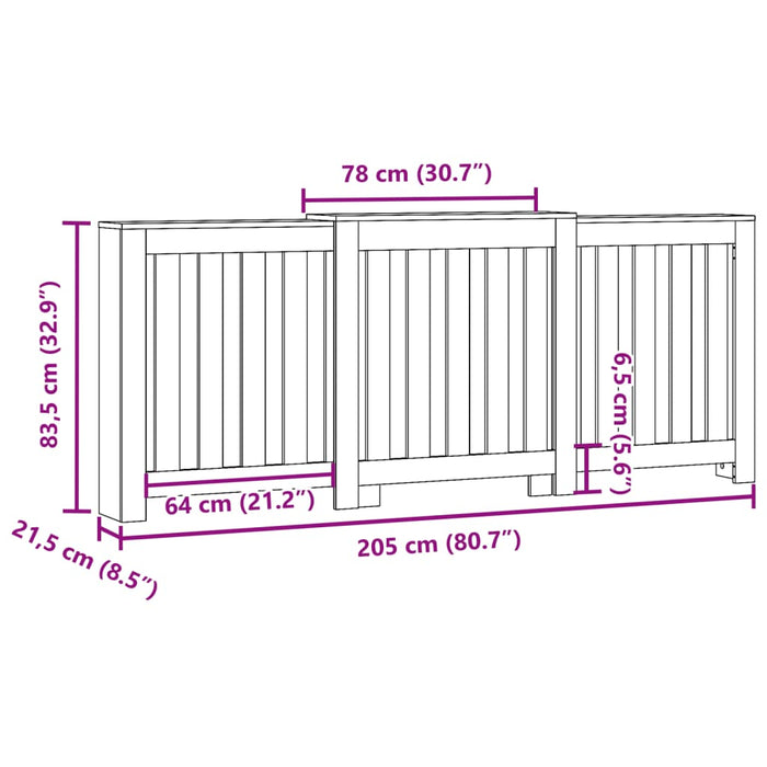 Mască pentru calorifer gri beton 205x21,5x83,5cm lemn prelucrat - WALTI WALTI