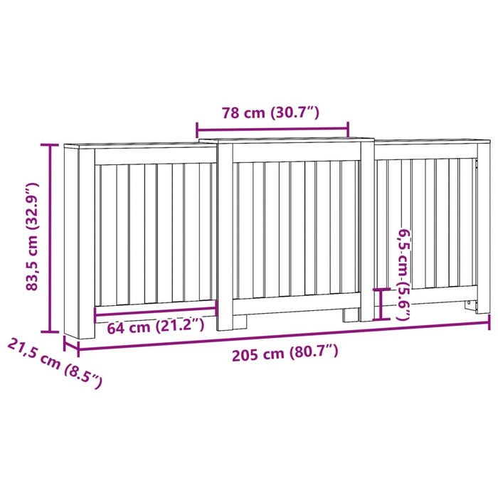 Mască pentru calorifer sonoma gri 205x21,5x83,5 cm lemn - WALTI WALTI