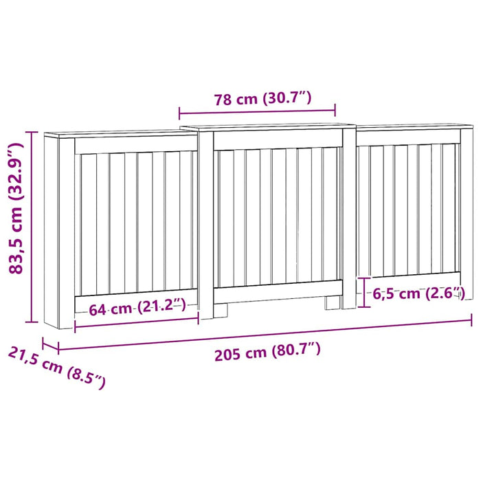 Mască pentru calorifer stejar artizanal 205x21,5x83,5 cm lemn - WALTI WALTI