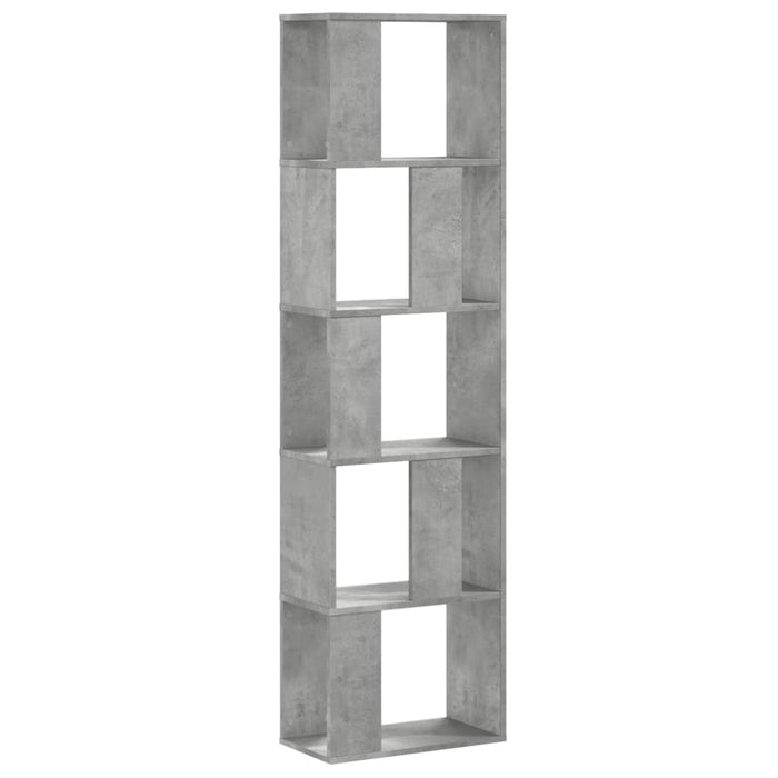 Bibliotecă cu 5 niveluri gri beton 45x23,5x162,5 cm lemn - WALTI WALTI