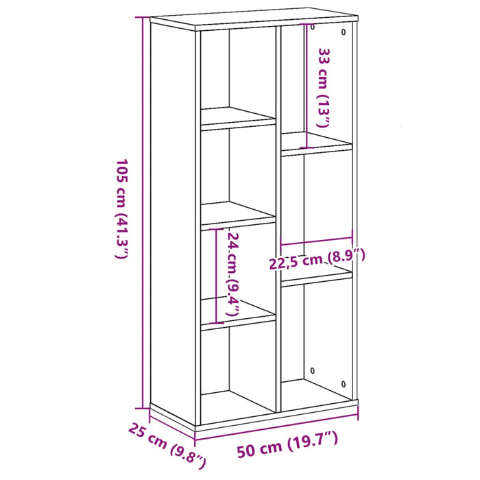 Bibliotecă, alb, 50x25x105 cm, lemn prelucrat - WALTI WALTI