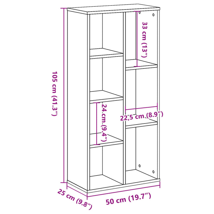 Bibliotecă, negru, 50x25x105 cm, lemn prelucrat - WALTI WALTI