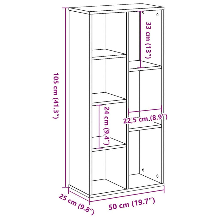 Bibliotecă, lemn vechi, 50x25x105 cm, lemn prelucrat - WALTI WALTI
