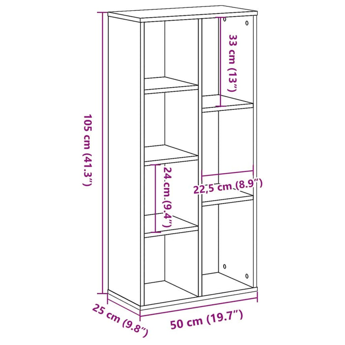 Bibliotecă, stejar artizanal, 50x25x105 cm, lemn prelucrat - WALTI WALTI