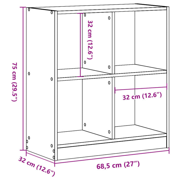 Bibliotecă, gri beton, 68,5x32x75 cm, lemn prelucrat - WALTI WALTI