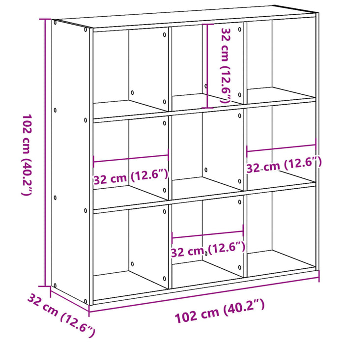 Bibliotecă, stejar sonoma, 102x32x102 cm, lemn prelucrat - WALTI WALTI