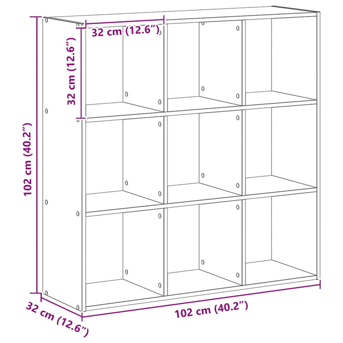 Bibliotecă, stejar artizanal, 102x32x102 cm, lemn prelucrat - WALTI WALTI