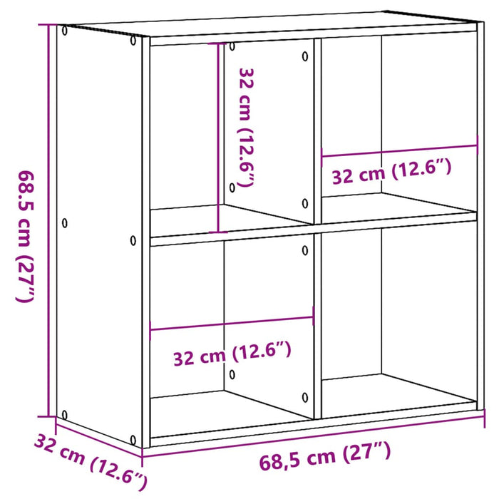 Bibliotecă, negru, 68,5x32x68,5 cm, lemn prelucrat - WALTI WALTI