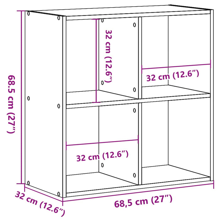 Bibliotecă, gri beton, 68,5x32x68,5 cm, lemn prelucrat - WALTI WALTI