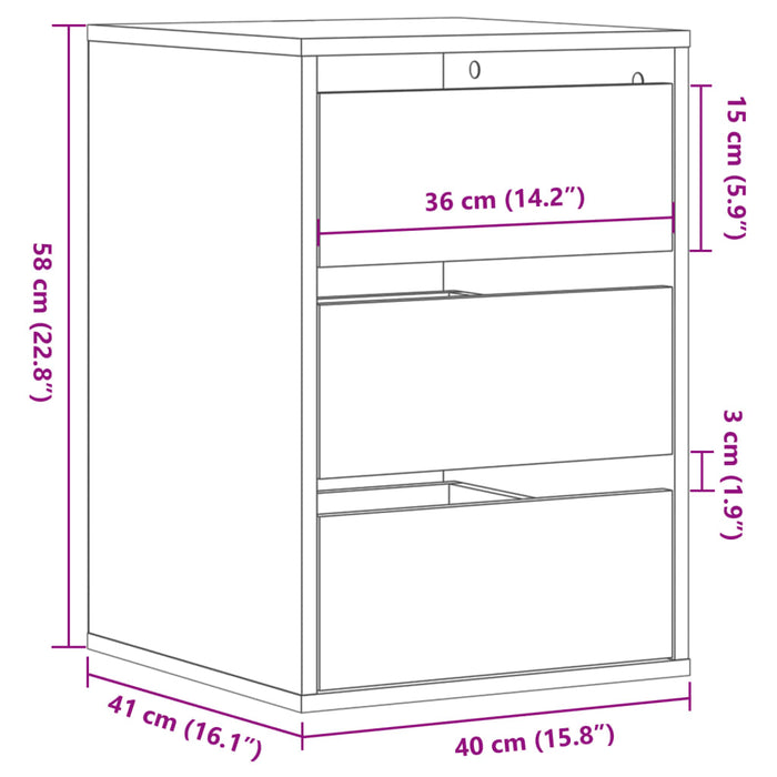 Dulap colț cu sertare gri beton 40x41x58 cm lemn prelucrat - WALTI WALTI