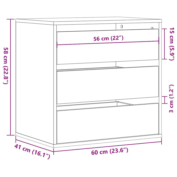 Dulap colț cu sertare alb 60x41x58 cm lemn prelucrat - WALTI WALTI