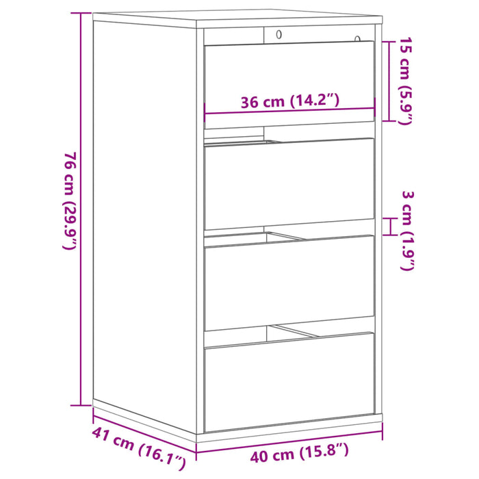 Dulap colț cu sertare sonoma gri 40x41x76 cm lemn prelucrat - WALTI WALTI