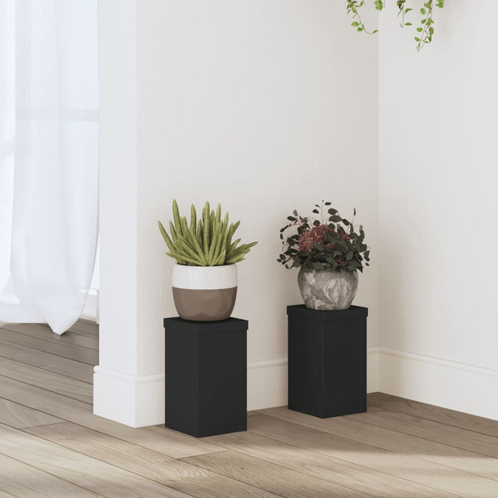 Suporturi de plante, 2 buc., negru, 10x10x18 cm, lemn prelucrat - WALTI WALTI