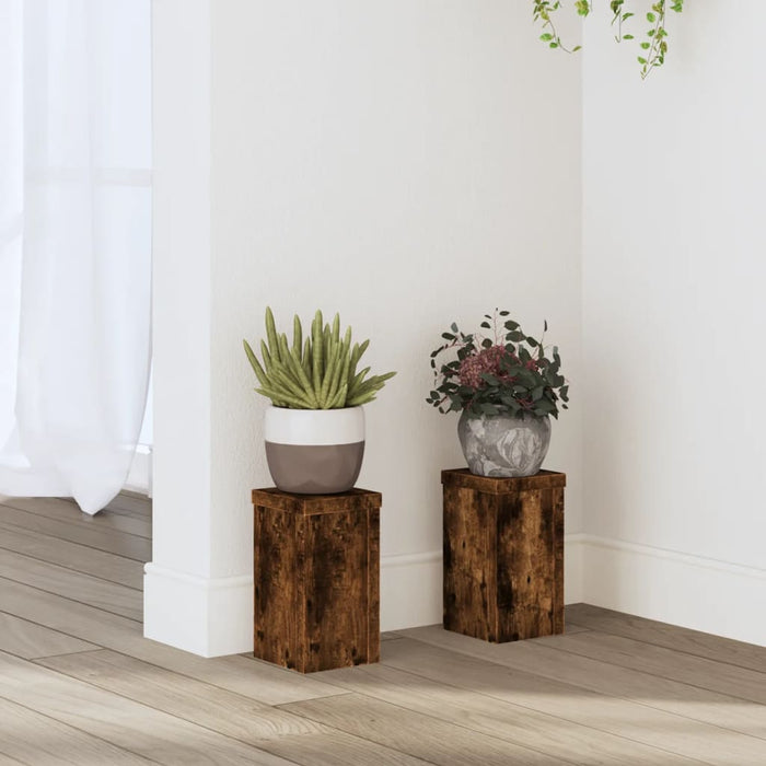 Suporturi de plante 2 buc. stejar fumuriu 10x10x18 cm lemn - WALTI WALTI