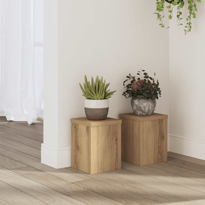 Suporturi de plante, 2 buc., stejar artizanal, 15x15x20cm, lemn - WALTI WALTI