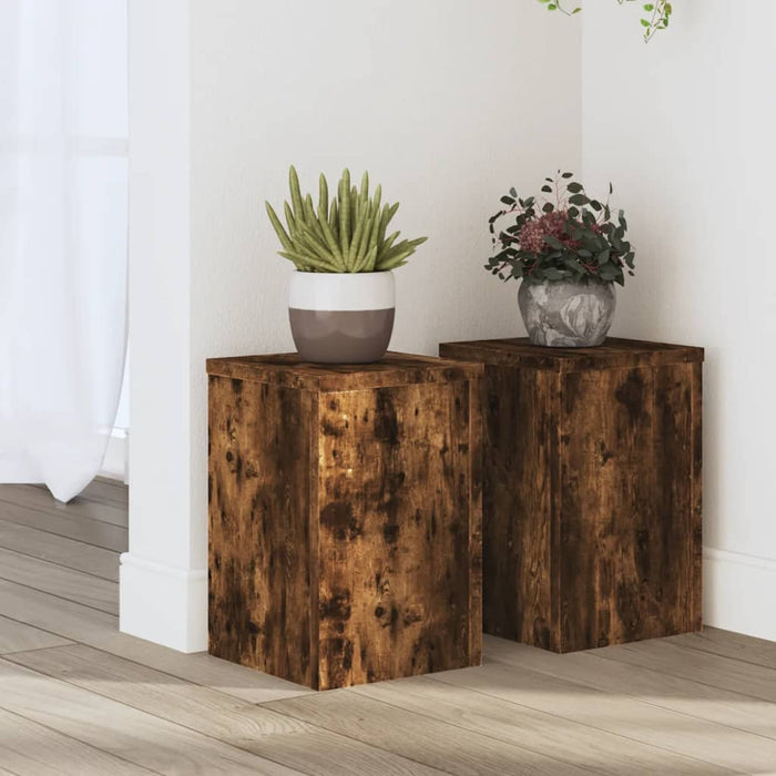 Suporturi de plante 2 buc. stejar fumuriu 20x20x30 cm lemn - WALTI WALTI