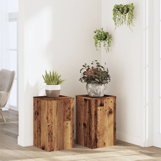 Suporturi de plante 2 buc lemn vechi 30x30x50cm lemn prelucrat - WALTI WALTI