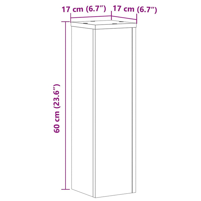 Suport de plante, 2 buc., gri beton, 17x17x60 cm lemn prelucrat - WALTI WALTI