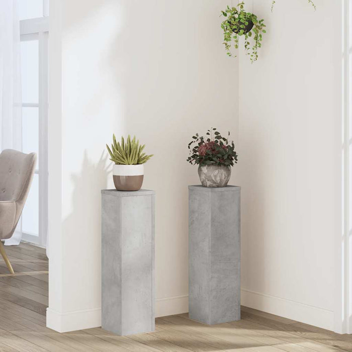 Suport de plante, 2 buc., gri beton, 17x17x60 cm lemn prelucrat - WALTI WALTI