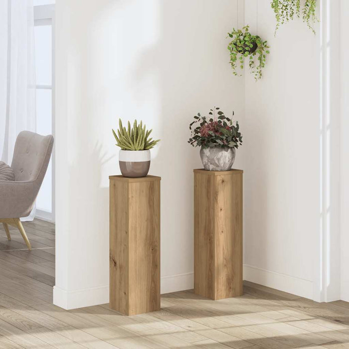 Suporturi de plante, 2 buc., stejar artizanal, 17x17x60cm, lemn - WALTI WALTI