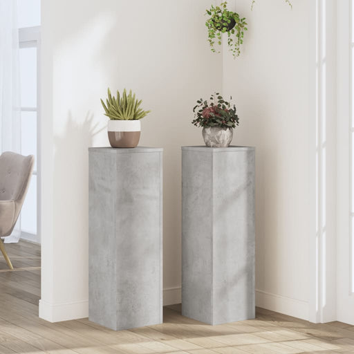 Suport de plante, 2 buc., gri beton, 25x25x80 cm lemn prelucrat - WALTI WALTI