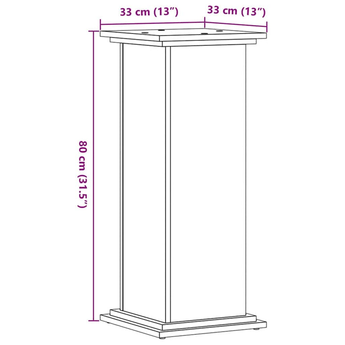 Suport de plante stejar artizanal, 33x33x80 cm, lemn prelucrat - WALTI WALTI
